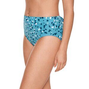 Time and Tru Womens Blue Confetti High Rise Tie Back Bikini Swimsuit BottomSize